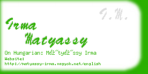 irma matyassy business card